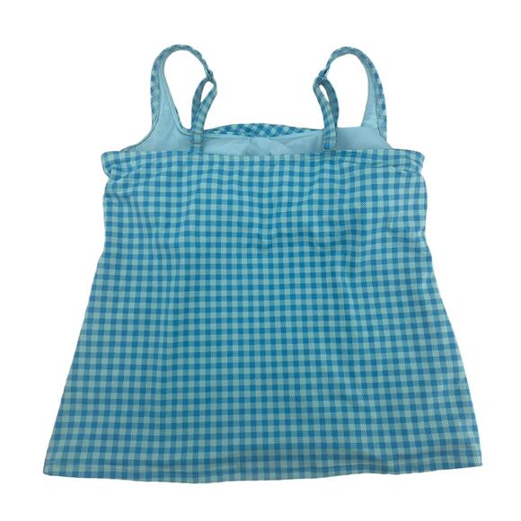 Lands’ End Paradise Aqua Gingham Tankini Swimwear Top Women's Size 18 NEW!!! - Picture 4 of 6